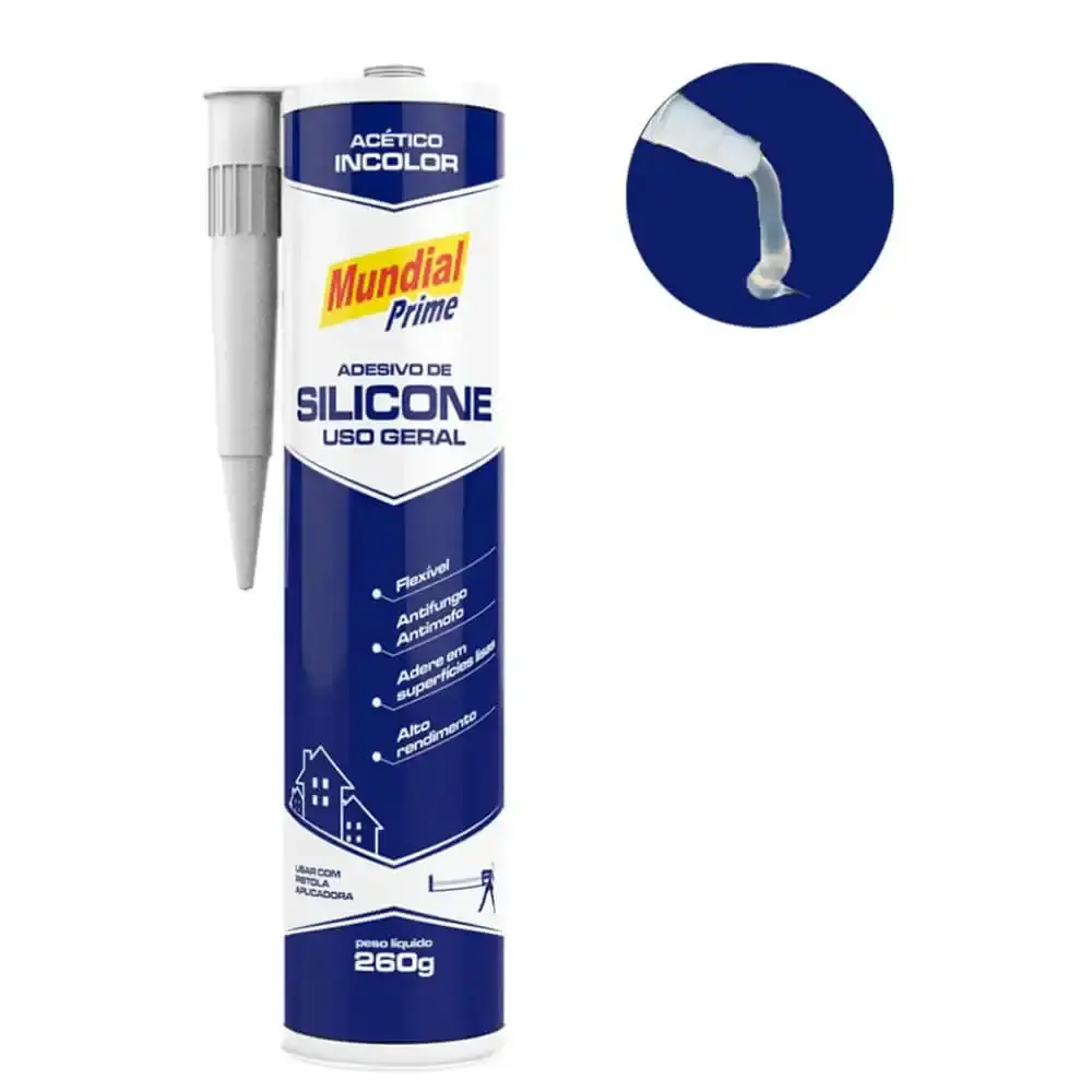 Adesivo de silicone acético incolor kit 3 unidades Mundial prime — fotografia 5