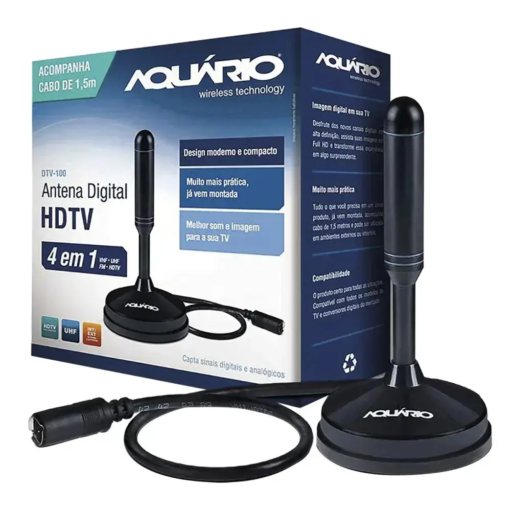 Antena interna para tv sinal 4K hdtv digital vhf uhf fm aquário — fotografia 2
