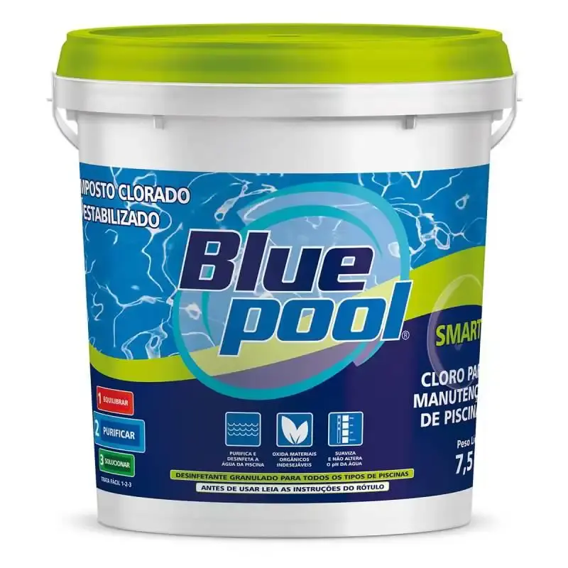 Cloro Smart para Piscina Balde 7.5 KG Bluepool + Peneira Nylon VEICO by FLUIDRA — fotografia 2