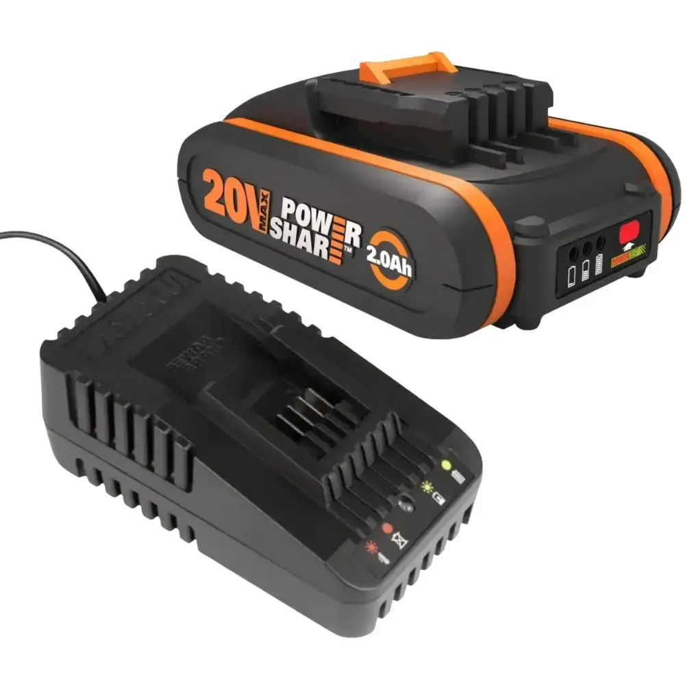 Carregador de bateria powershare bivolt 16-20V com bateria 20V 2,0AH worx Positec