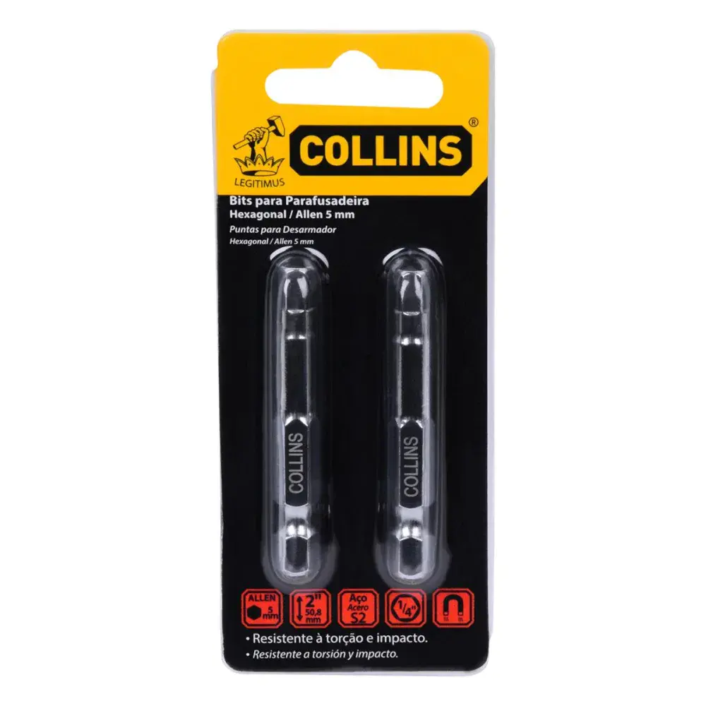 Ponta bits allen 1/4 5MMX50MM 2 peç Collins — fotografia 3