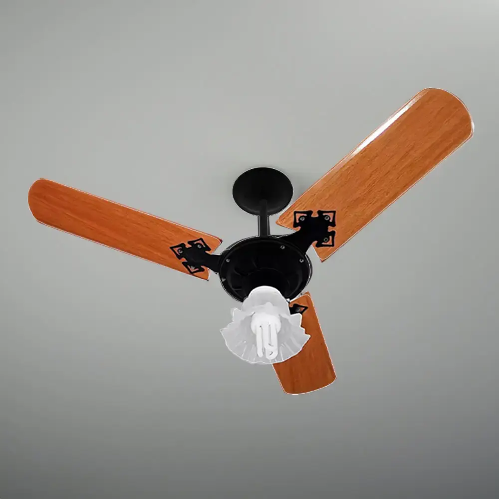 Ventilador de teto 3 pás 130W com lustre várias cores Venti-delta 220 V Branco — fotografia 2