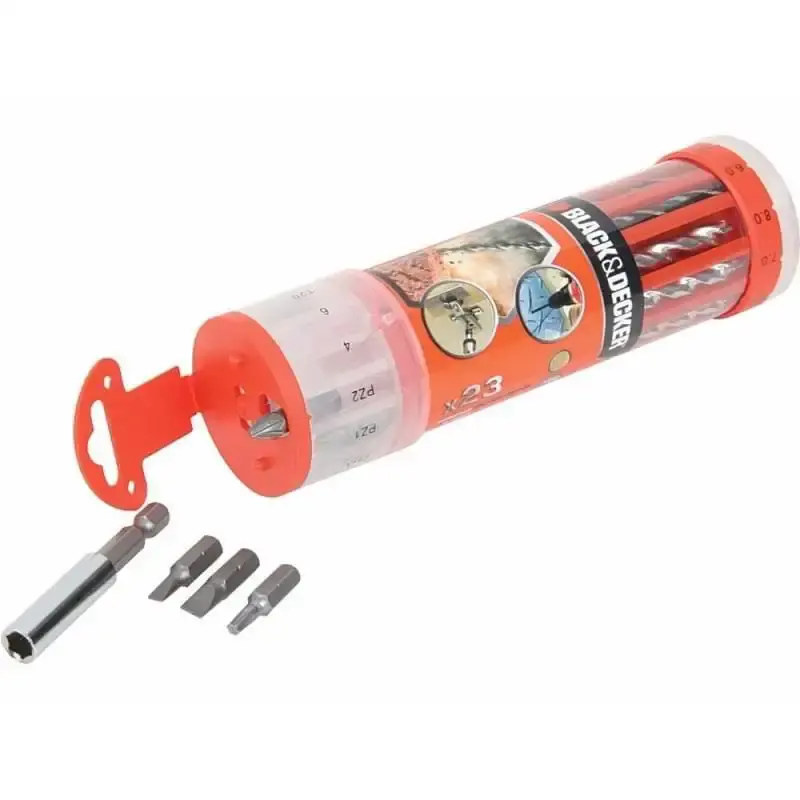 Jogo de bits. brocas concreto. madeira e metal com 23 peças A7102-XJ black & decker — fotografia 2