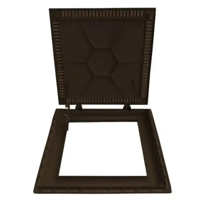 Tampão 80 x 80 CM Articulado com Grelha para Casa de Máquinas de Piscinas 3174 Marron Fosco Amortecedor GDA — fotografia 2