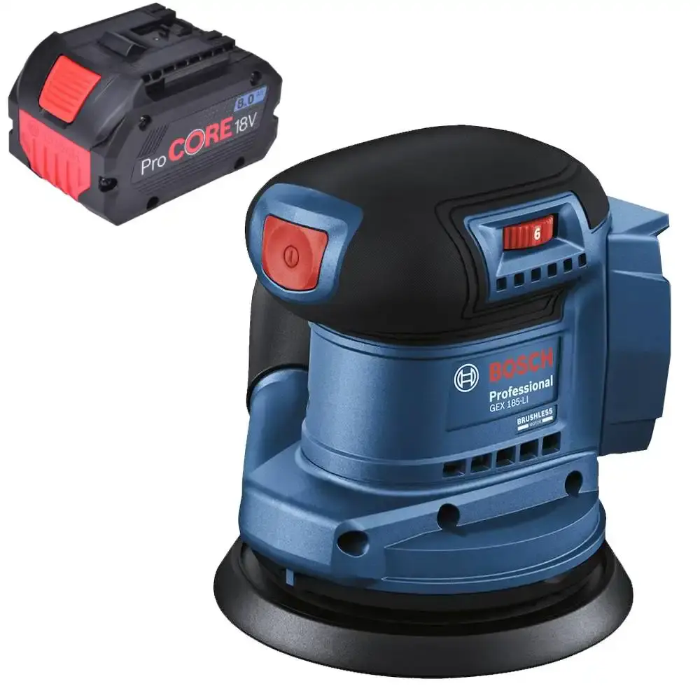 Lixadeira roto orbital 18V GEX 185-LI bateria 8 ah procore Bosch — fotografia de referência