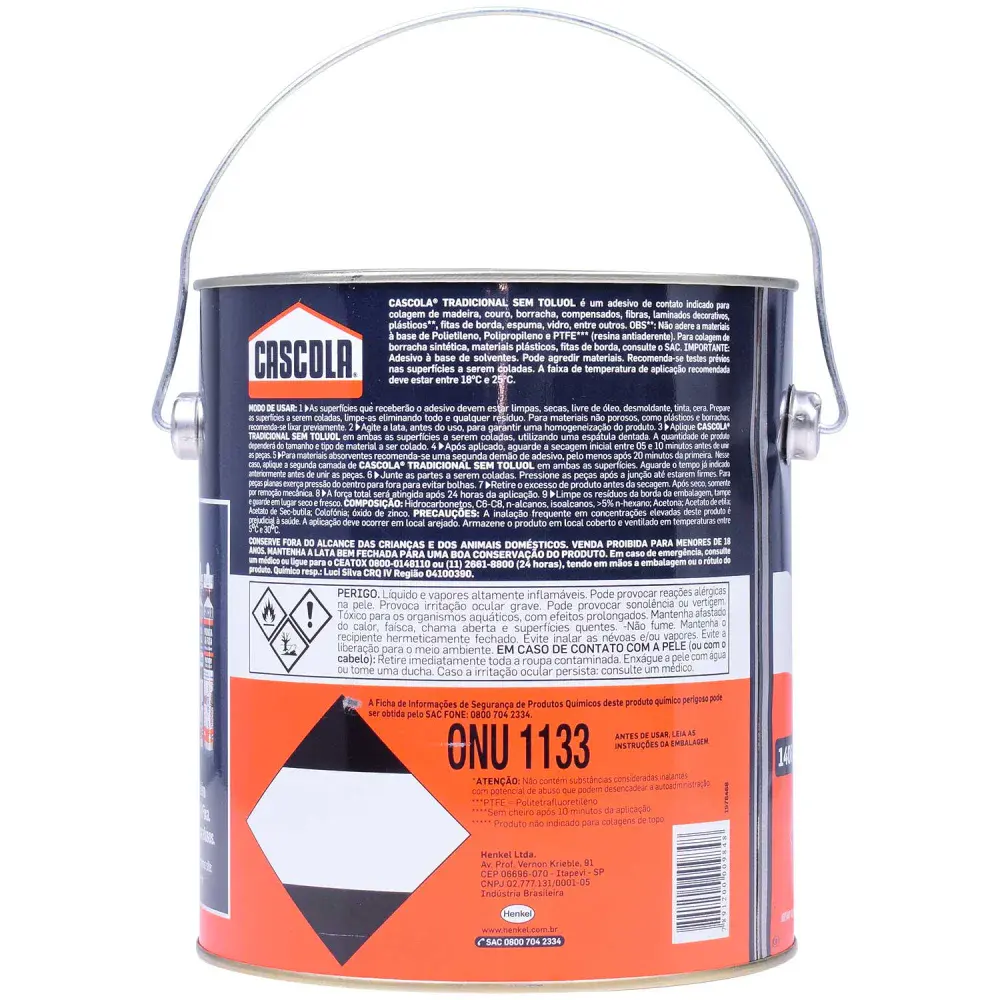 Adesivo de contato cascola tradicional sem toluol 2,8KG Henkel — fotografia 3