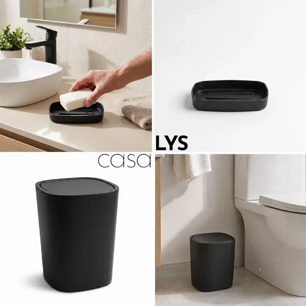 Conjunto de acessórios para banheiro kit com 6 peças minimalista luxo casa LYS Preto — fotografia 5
