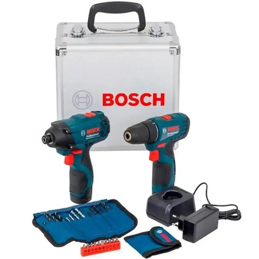 Furadeira parafusadeira 30NM e chave de impacto 100NM com maleta carregador 2 baterias 2,0 ah e kit de pontas 33 peças Bosch Bivolt — fotografia 7