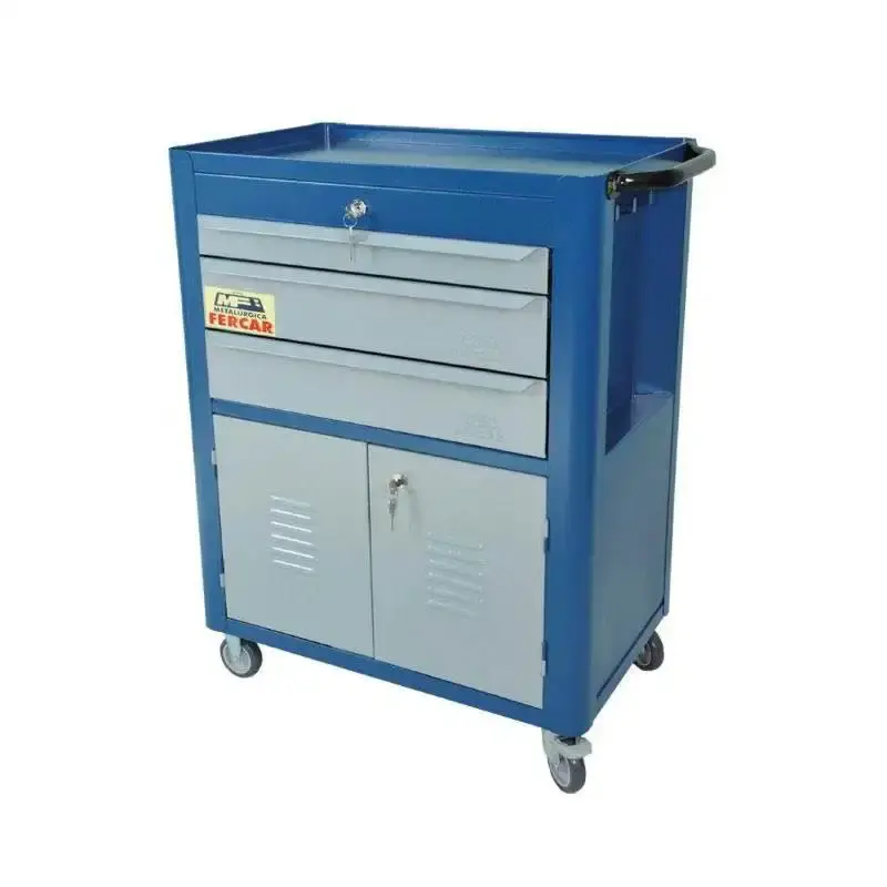 Carrinho para ferramentas 120 KG fechado 3 gavetas C-06 azul Fercar