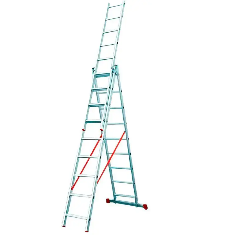 Escada de alumínio tripla extensiva 3 x 9 degraus Evald