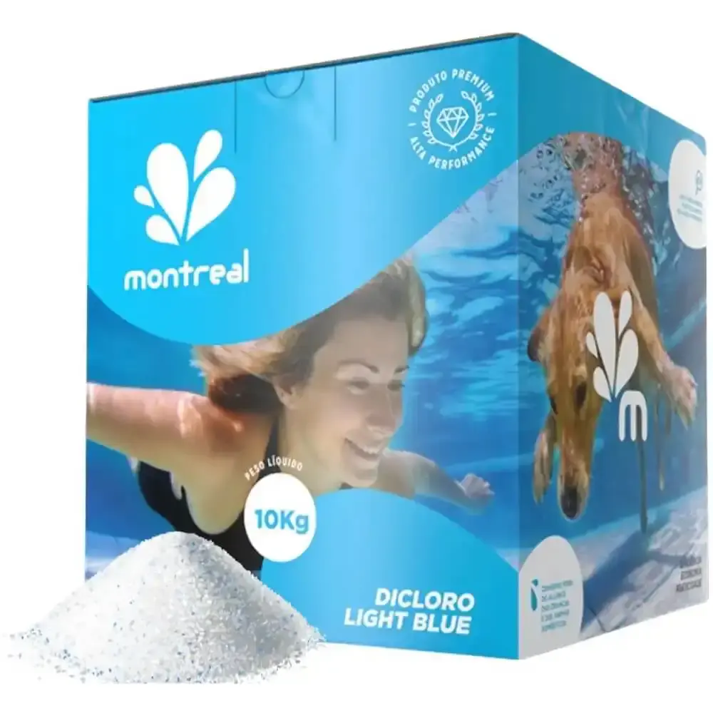 Cloro granulado dicloro de sódio para piscinas e hidrotanques light blue 10 KG Montreal