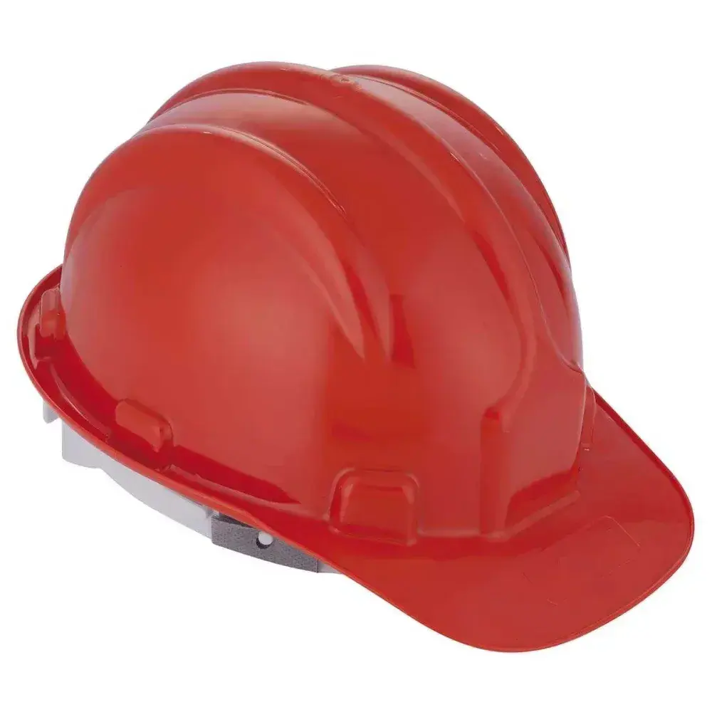 Capacete de proteção com carneira vermelho Worker — fotografia 4