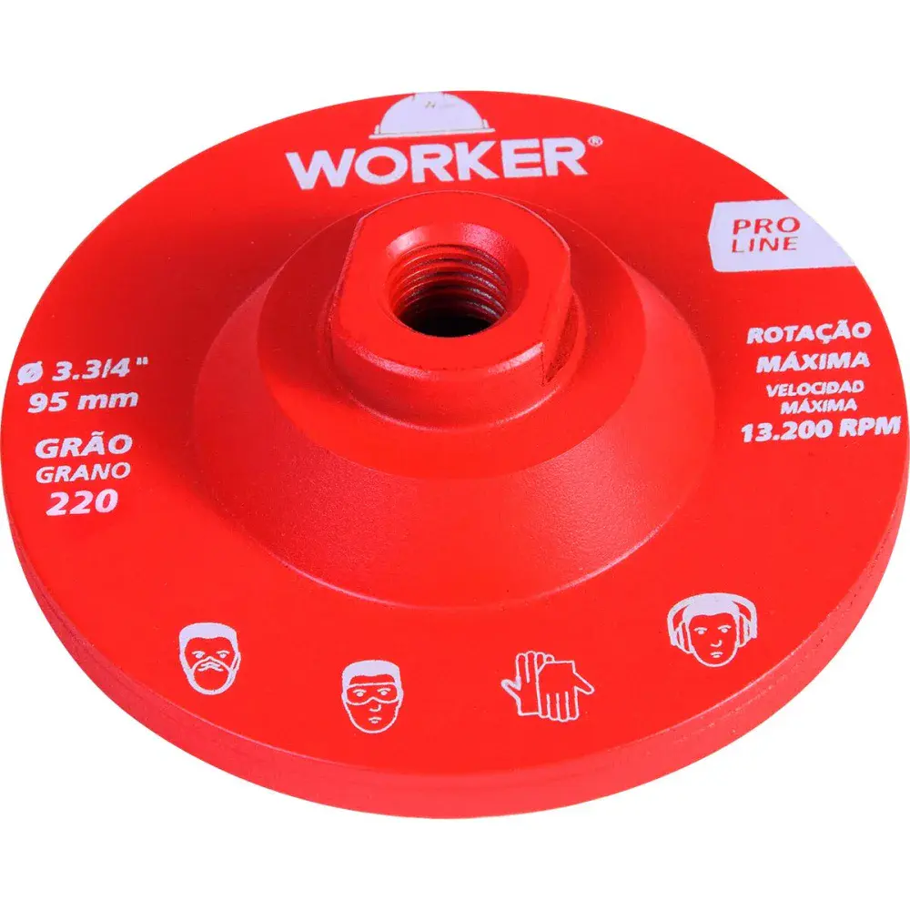 Rebolo diamantado liso 3.3/4 95MM M14 13.200RPM grão 220 Worker — fotografia 4