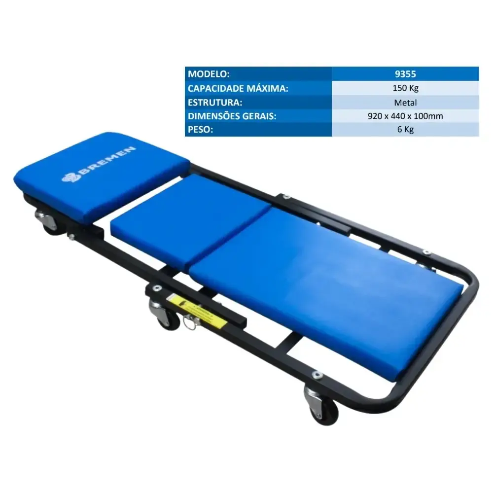 Esteira para Mecânico com Banqueta 2 em 1 Dobrável 150 kg 92x44cm BREMEN — fotografia 5