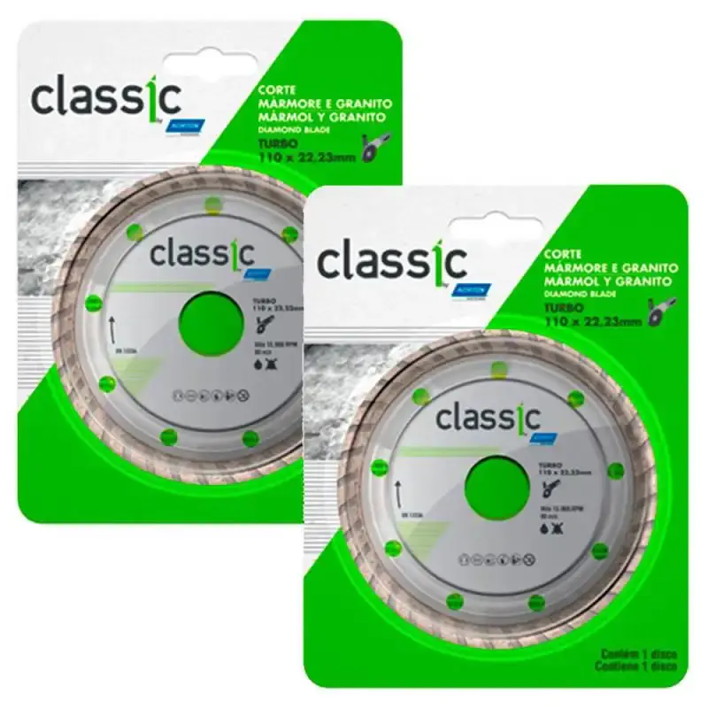 Disco de corte diamantado 4.3/8 POL 110X20 MM turbo classic kit 2 unidades Norton — fotografia 4
