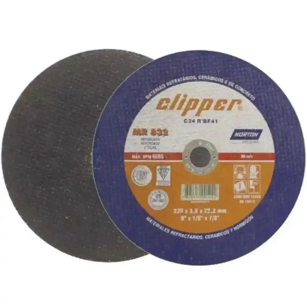 Disco de corte parede 9 pol c/ furo de 7/8 clipper Norton — fotografia 4