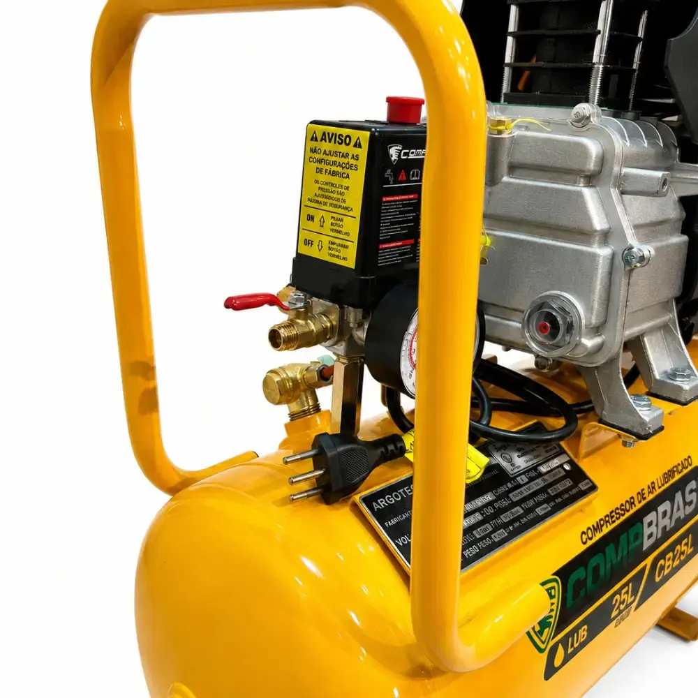 Compressor portátil lub 8,6PÉS 2HP 25 litros com kit multiuso 5 pçs evald tractor combrasil 110 V Compbrasil — fotografia 7
