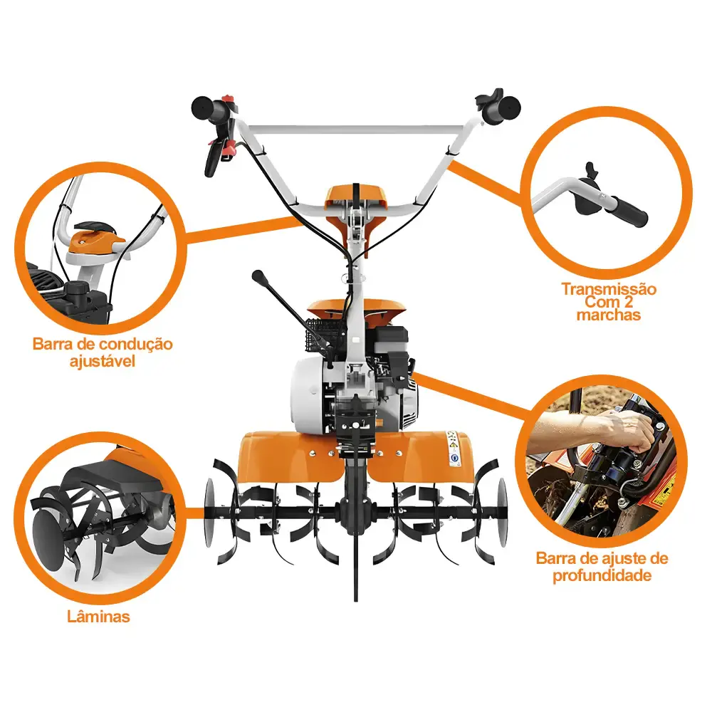 Motocultivador gasolina 6,0 HP 4T 212 CC enxadas e roda MH610 Stihl — fotografia 2