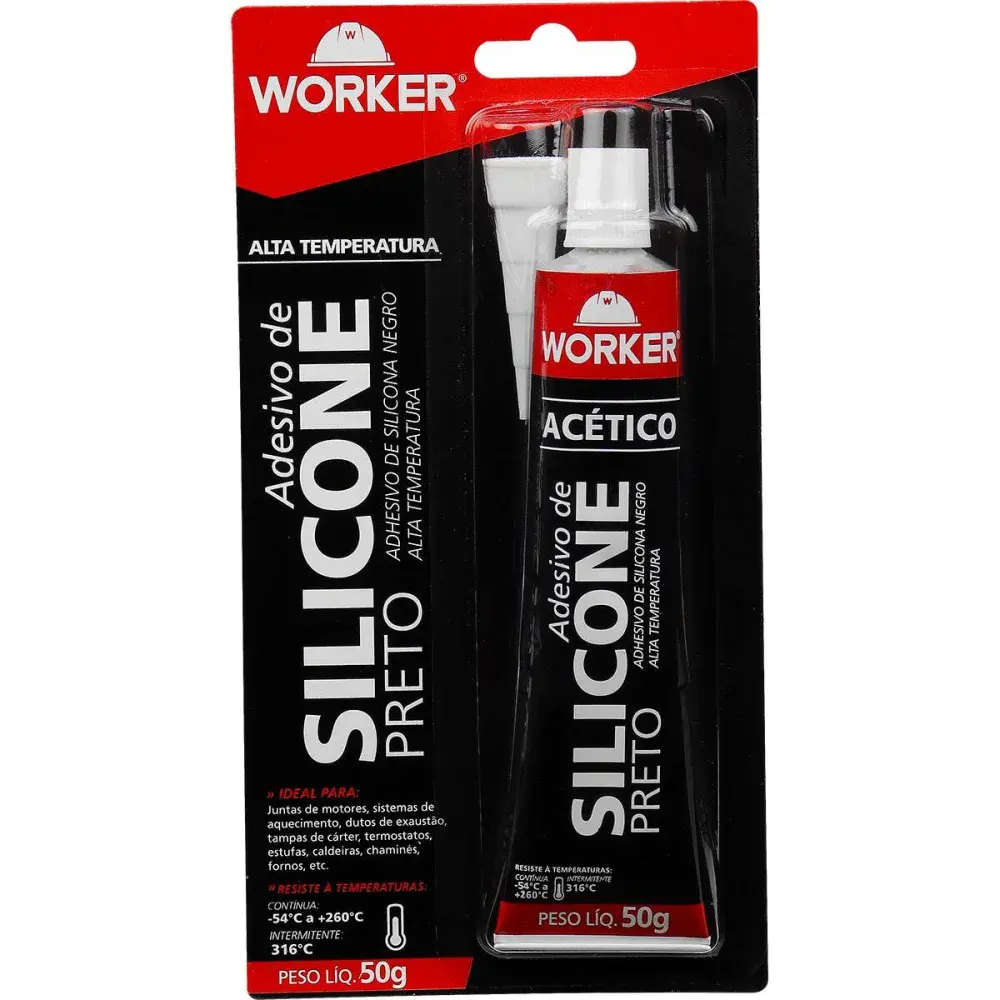 Silicone acético alta temperatura preto 50G Worker — fotografia 4