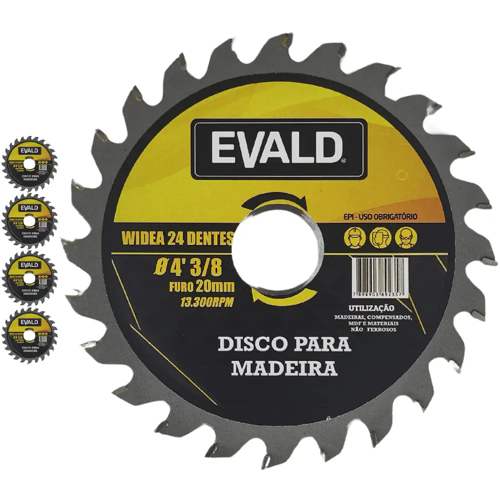 Disco serra circular 4.3/8 POL 24 dentes com 5 unidades Evald