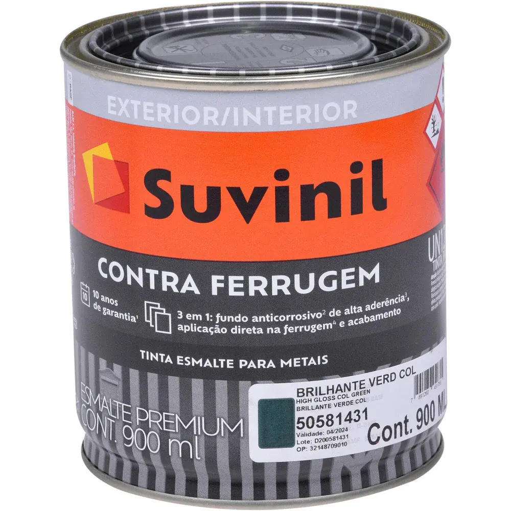 Tinta esmalte contra ferrugem brilho verde colonial 900ML Suvinil