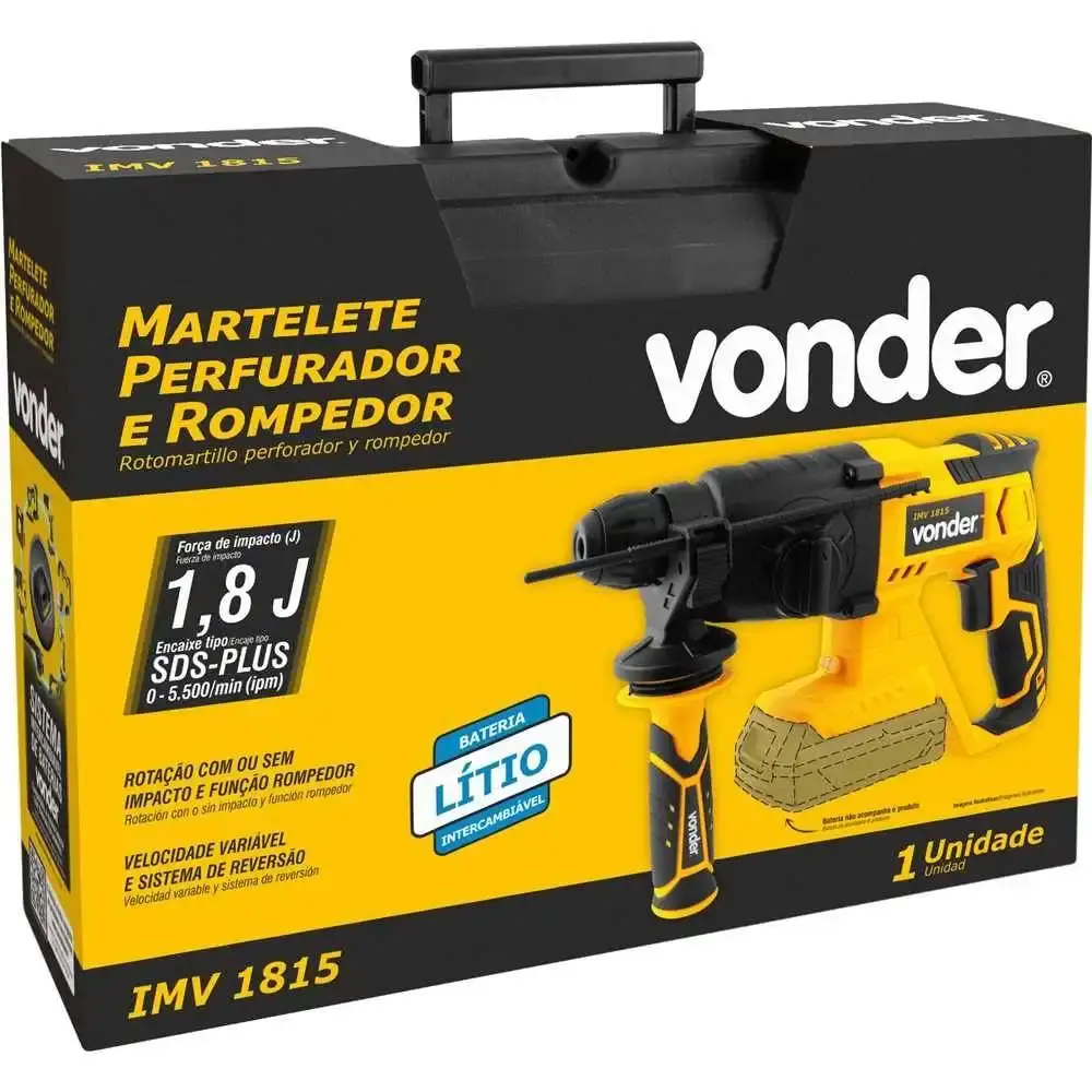 Martelete perfurador e rompedor 18V sem bateria e carregador Vonder — fotografia 7
