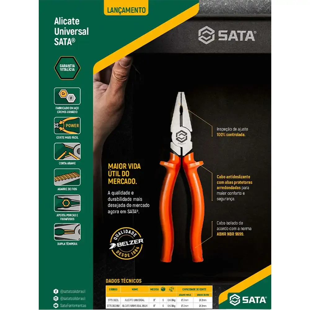 Alicate universal 8 polegada isolado ST700022L Sata — fotografia 6