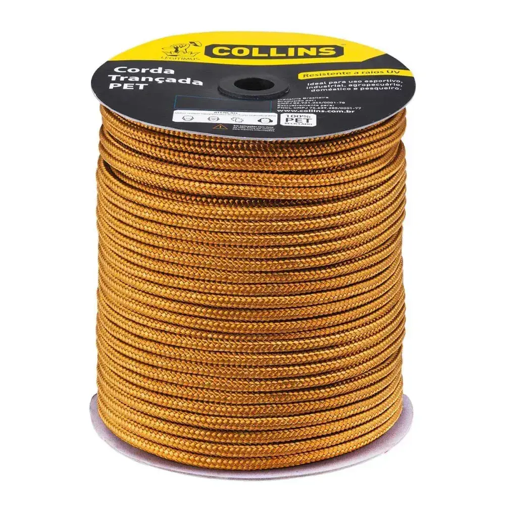Corda pet trançada 6MM ouro rolo Collins — fotografia de referência