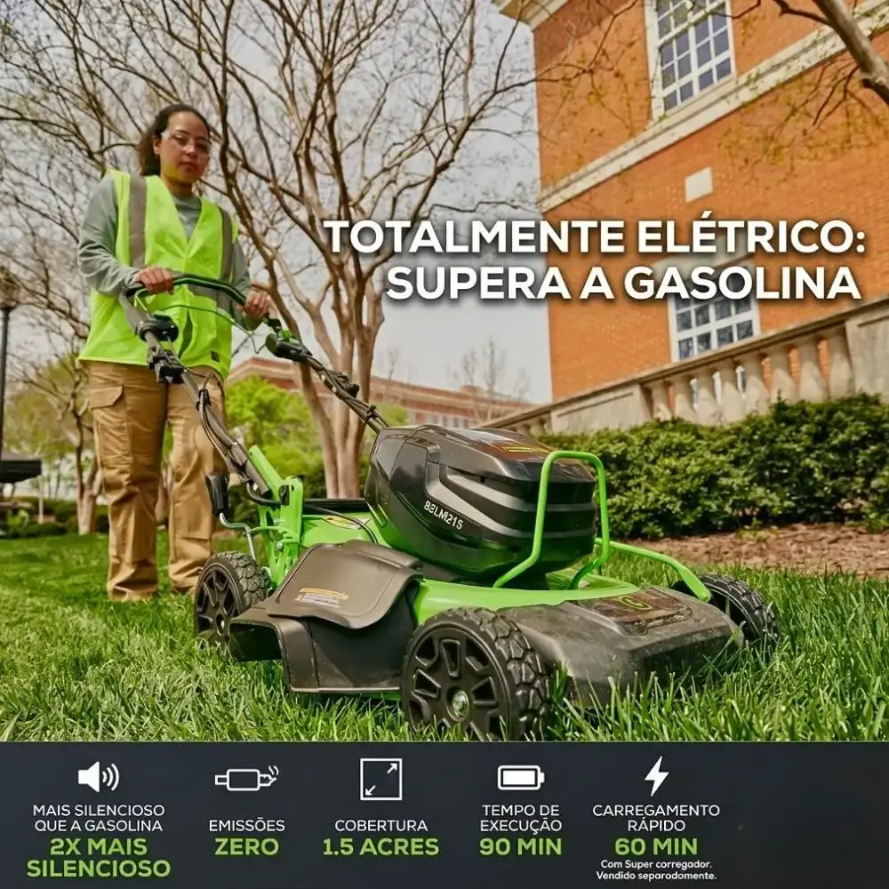 Cortador de grama brushless 82V com 2 baterias 4,0AH + carregador bivolt Greenworks — fotografia 5