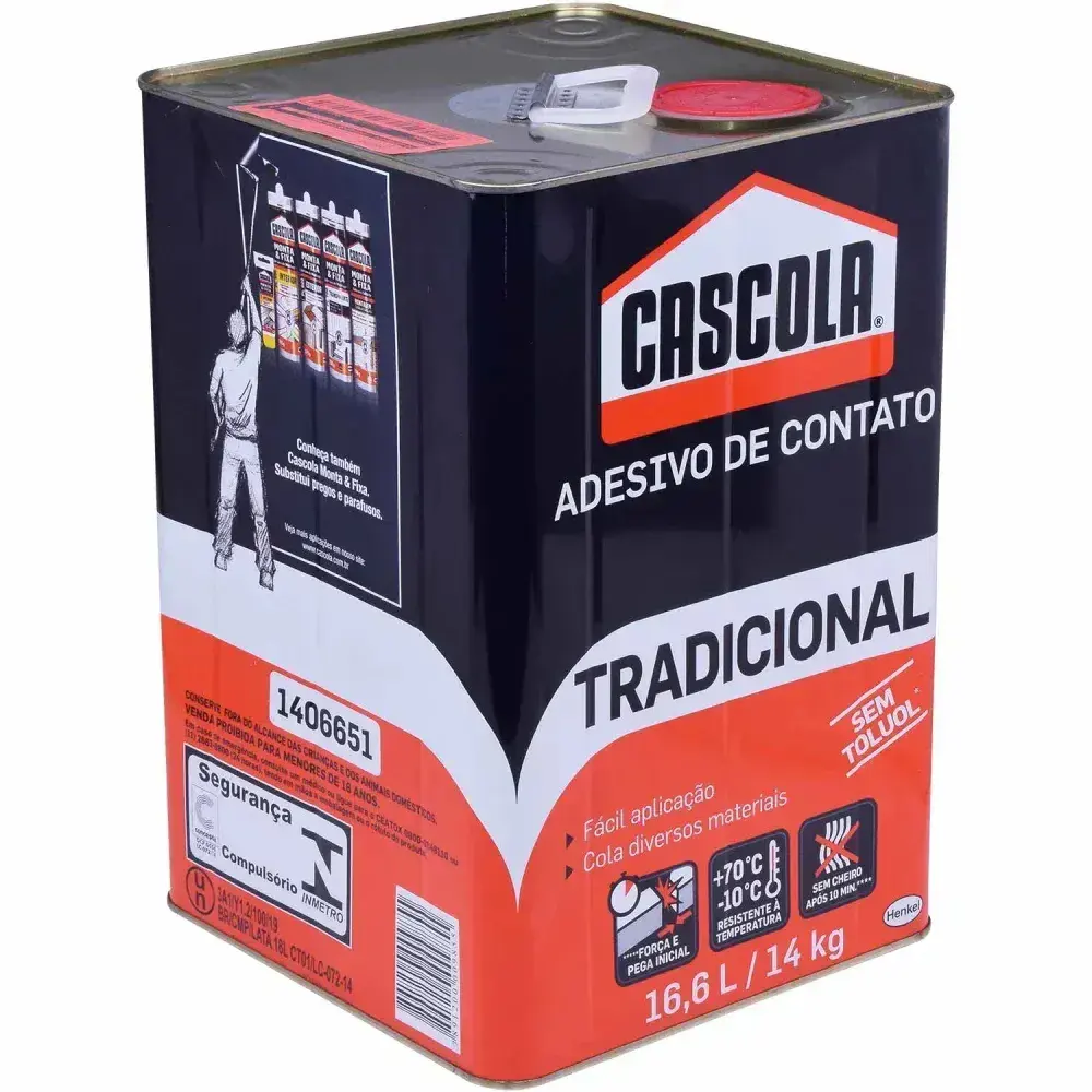 Adesivo de contato tradicional sem toluol 14KG cascola Henkel — fotografia 8