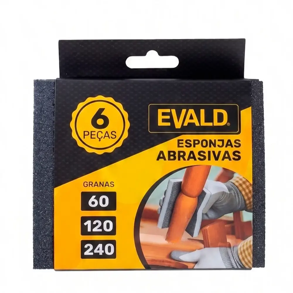 Kit esponja abrasiva fina com 6 unidades 135X110X4 MM grãos 60 120 e 240 Evald — fotografia 2