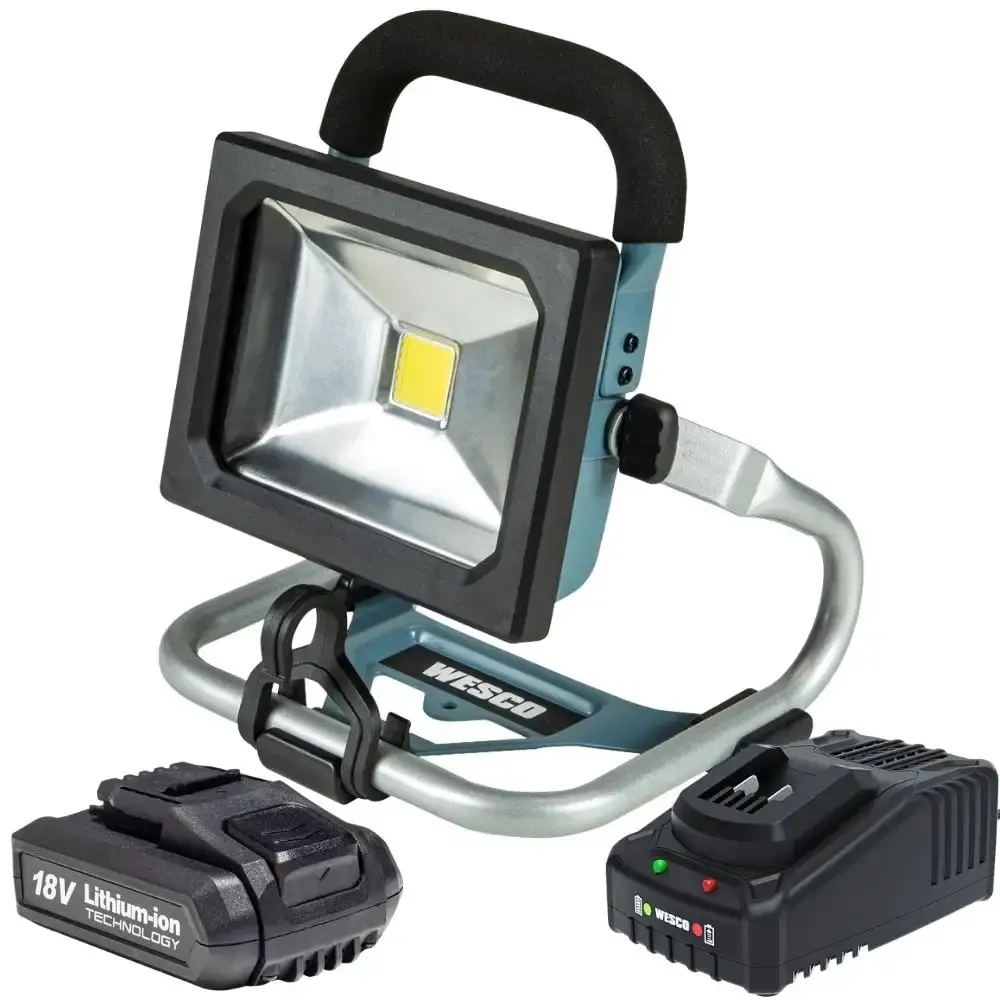 Refletor de led com bateria de lítio 18V 2.0 ah e carregador Wesco