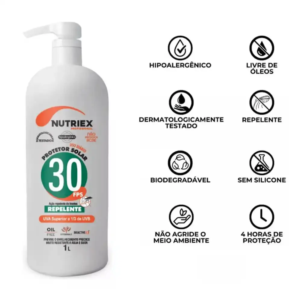 Protetor solar FPS 30 com repelente 1L bombona Nutriex — fotografia 3