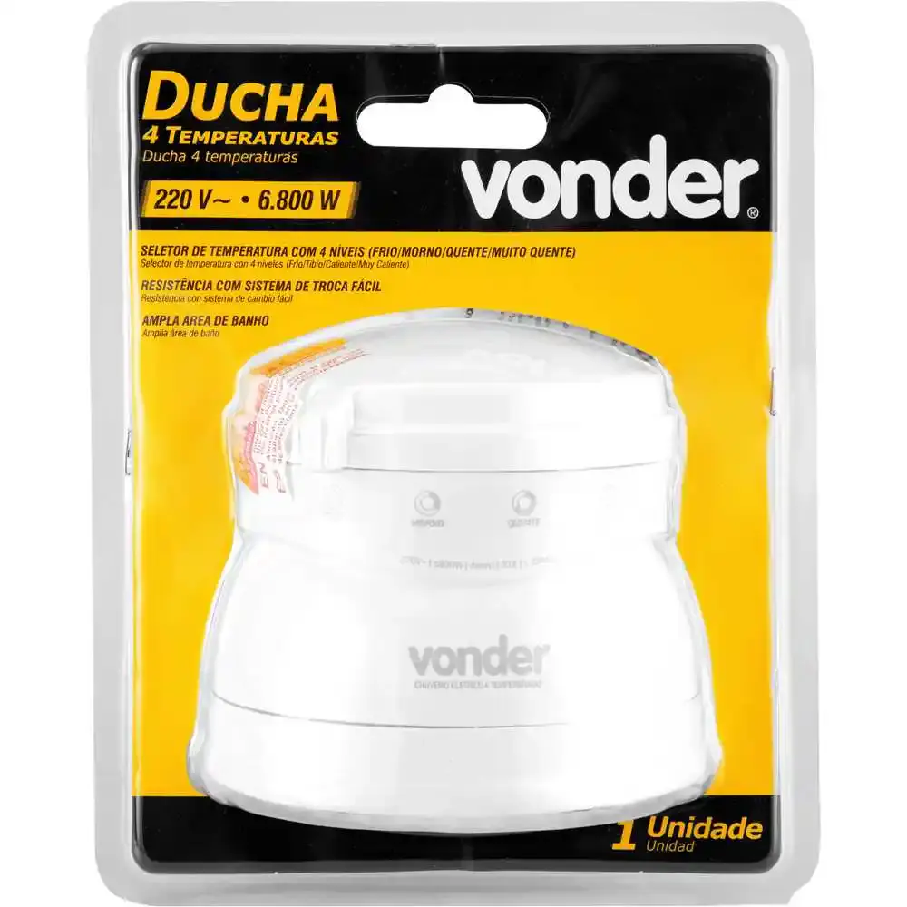 Ducha com 4 temperaturas 6800W 220V branca Vonder — fotografia 5