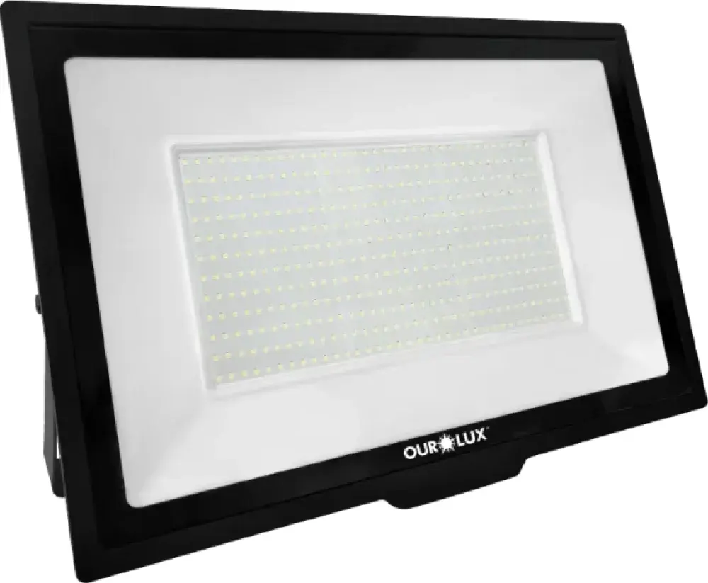 Refletor led 500W bivolt preto IP65 Ourolux