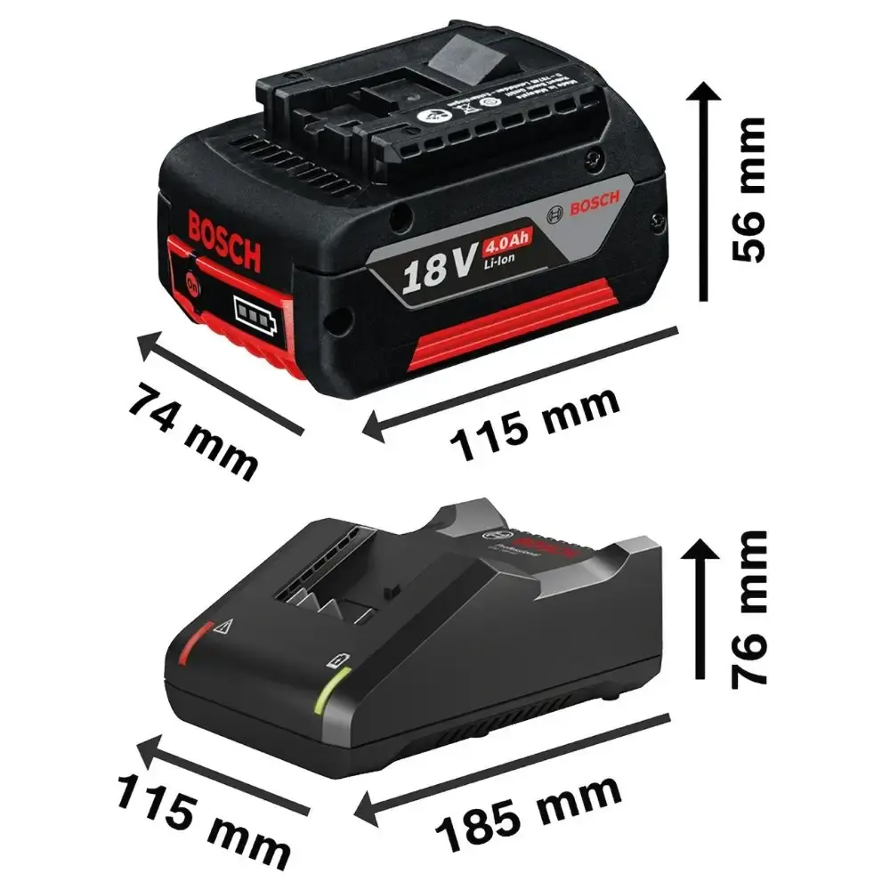 Parafusadeira de impacto 65NM brushless com 2 baterias 4,0AH carregador bivolt e estojo 15 peças Bosch — fotografia 5