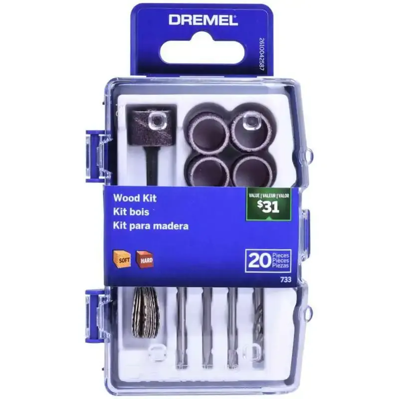 Kit de Acessórios para Mini Retífica Dremel com 20 Peças 733 p/ Madeira DREMEL — fotografia de referência