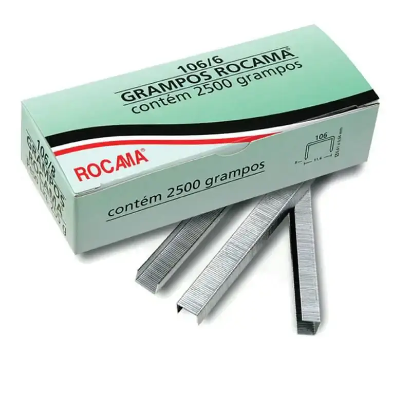 Grampos 106/6 para grampeadores tapeceiros com 2.500 unidades Rocama