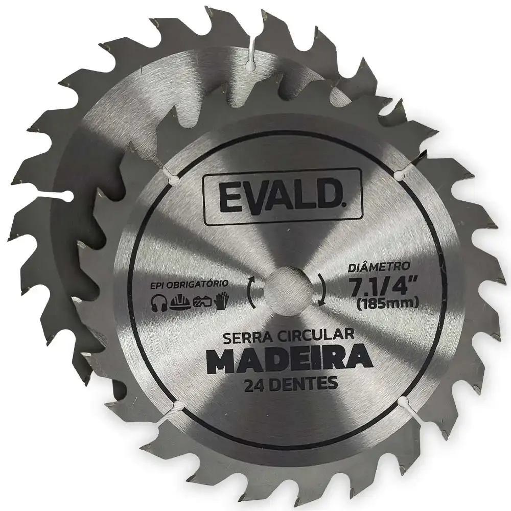 Disco de serra circular 7.1/4 POL 24 dentes para madeira Evald — fotografia 6