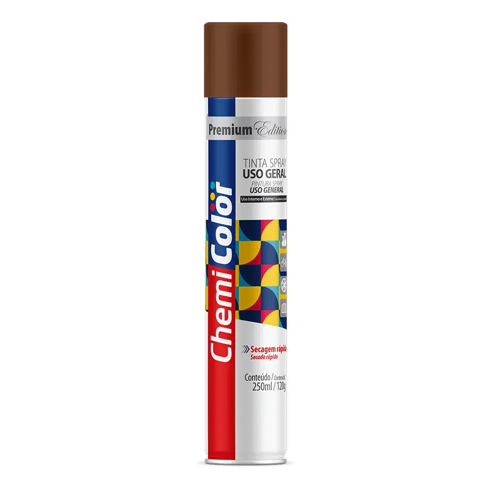 Tinta spray uso geral 250ML/120G marrom Chemicolor