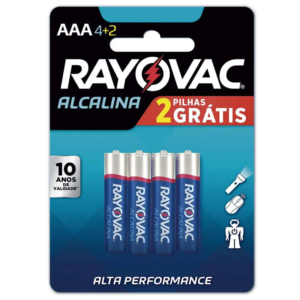 Pilha alcalina Rayovac aa pq enc 6PÇS