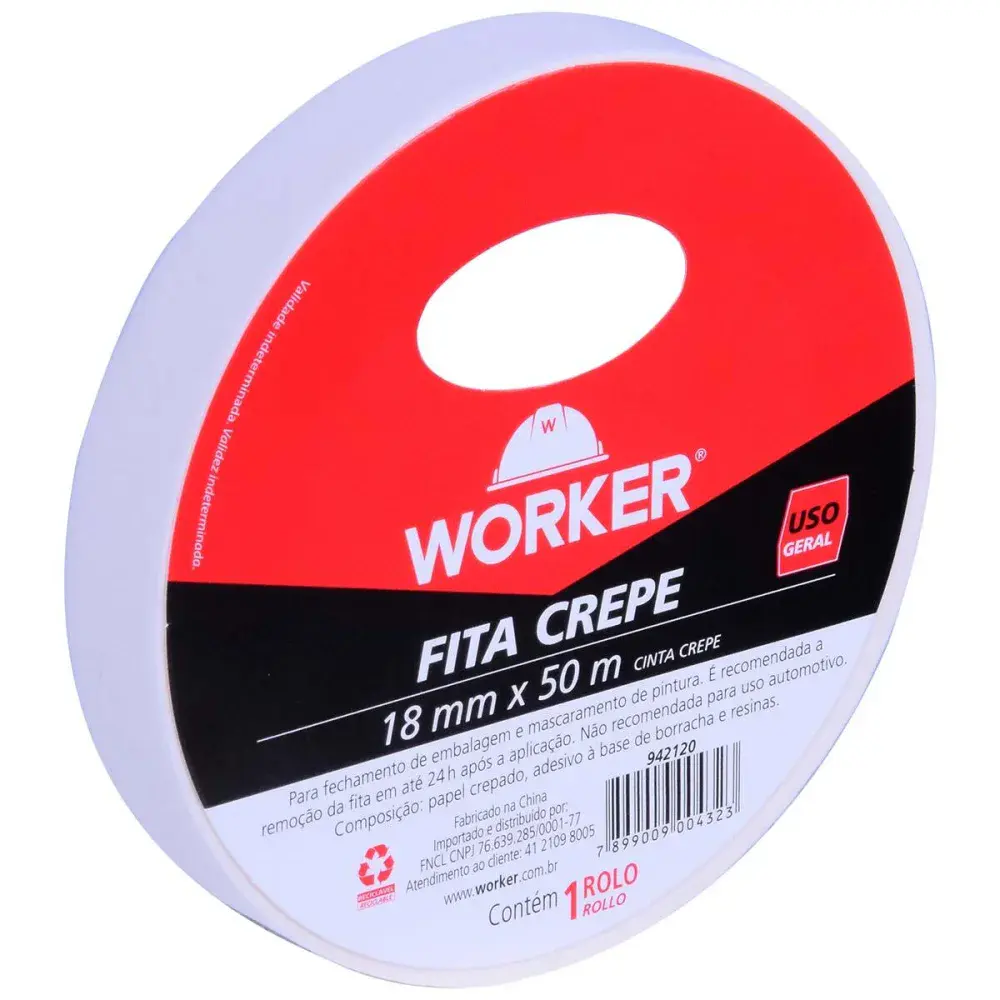 Fita crepe 18MM 50M uso geral Worker