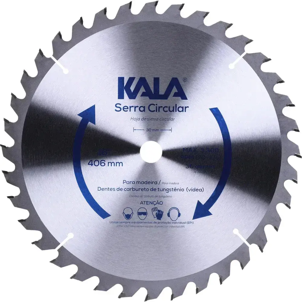 Disco serra circular 16” para madeira 36 dentes 3300RPM Kala — fotografia 4