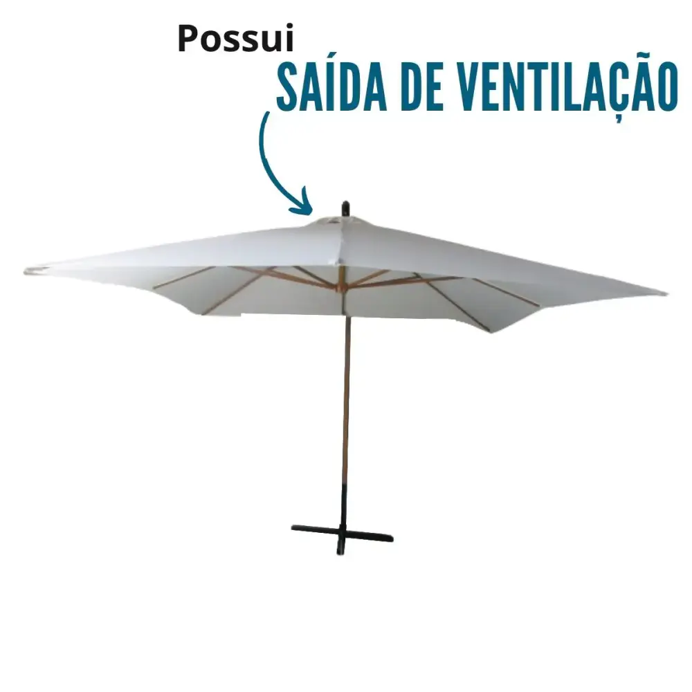 Ombrelone 3,00 metros suspenso lateral madeira IWOBLM300BR ImportWay — fotografia 8