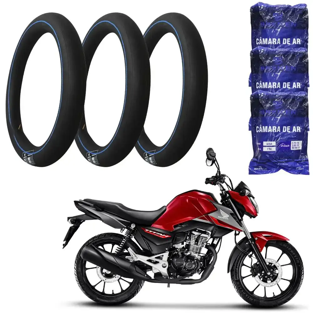 Câmara de ar pneu aro 18 moto CG titan FAN com 3 unidades 8454 Bremen — fotografia de referência