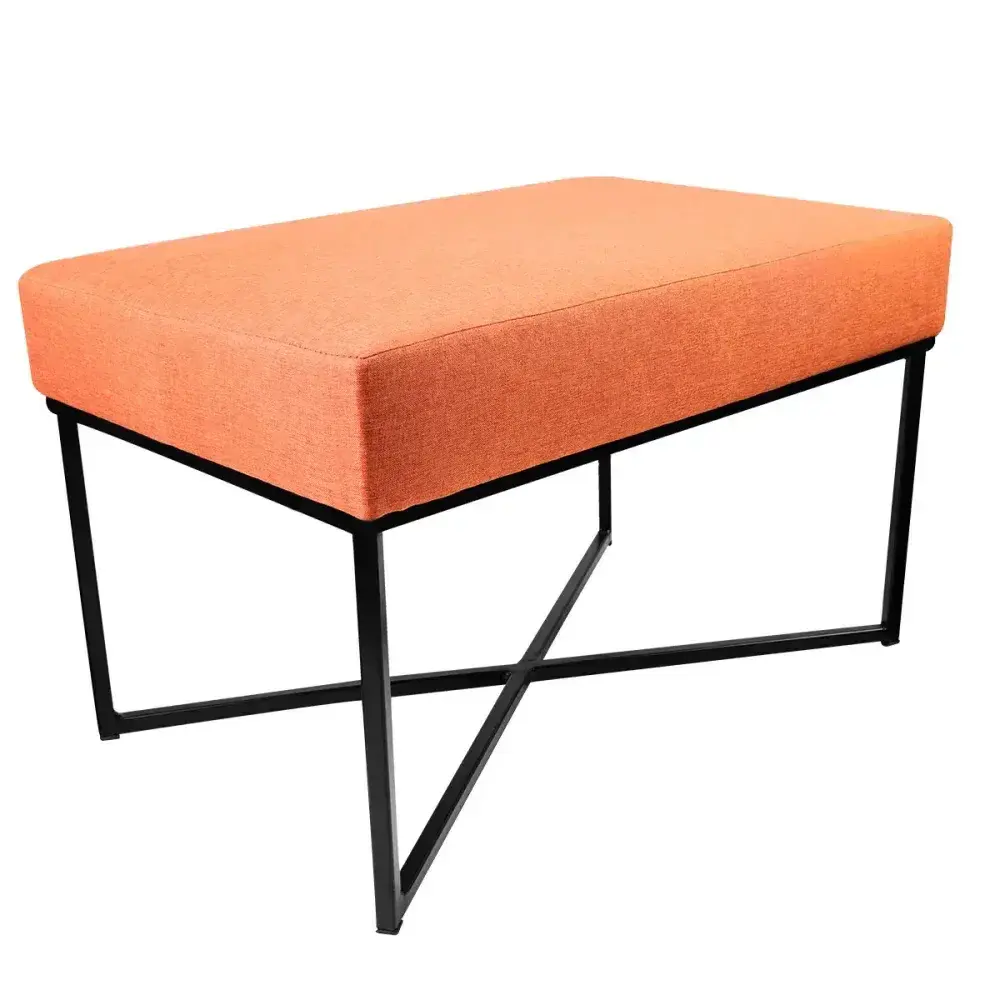 Puff retangular cor tijolo base preta 72X36X39CM bhela decor — fotografia 10