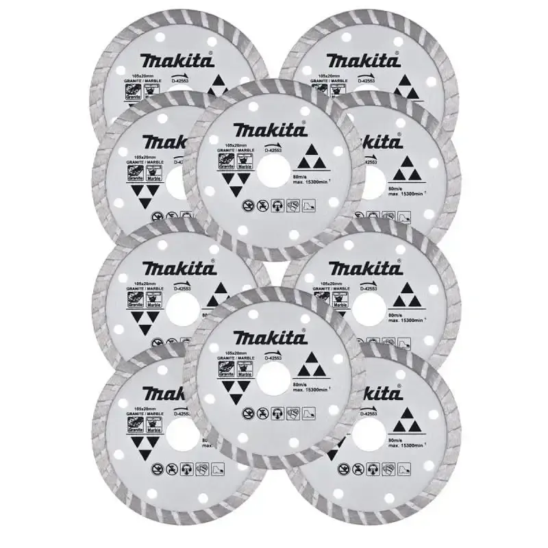 Disco de corte diamantado 4.1/8 POL 105 MM p/ mármore e granito D-42553 com 10 unidades Makita