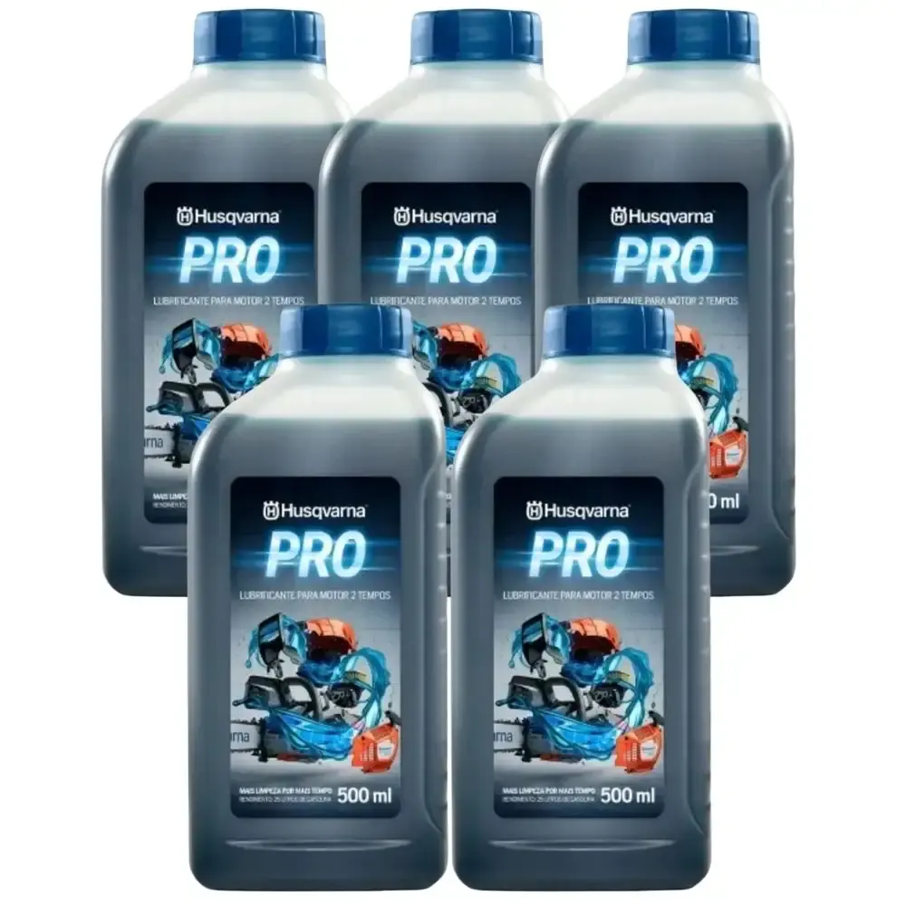 Óleo lubrificante para motor a gasolina 2 tempos 500 ML 5 unidades PRO Husqvarna — fotografia de referência