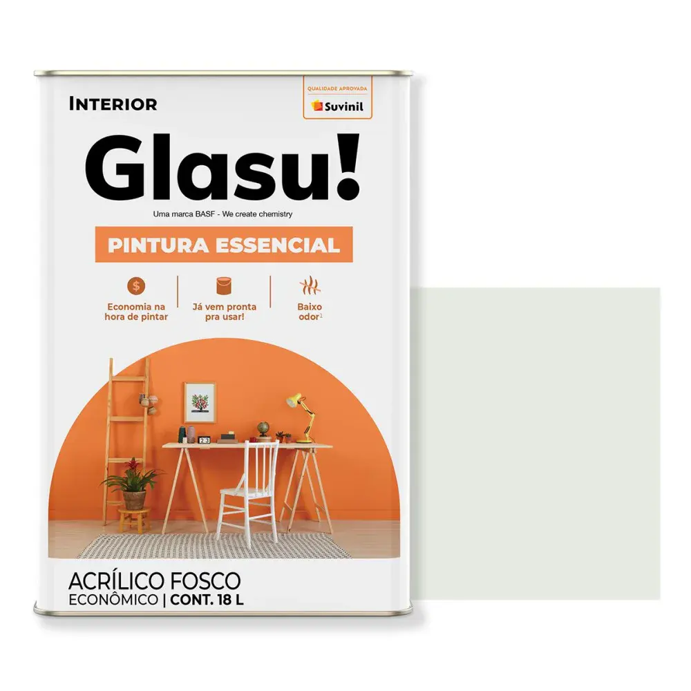 Tinta acrílica essencial fosco gelo 18L da suvinil glasu
