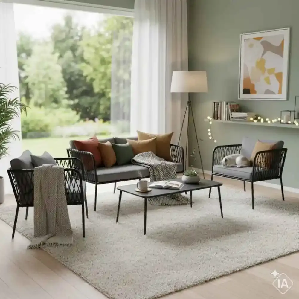 Conjunto de mesa e poltronas cinza viena Mor — fotografia 5